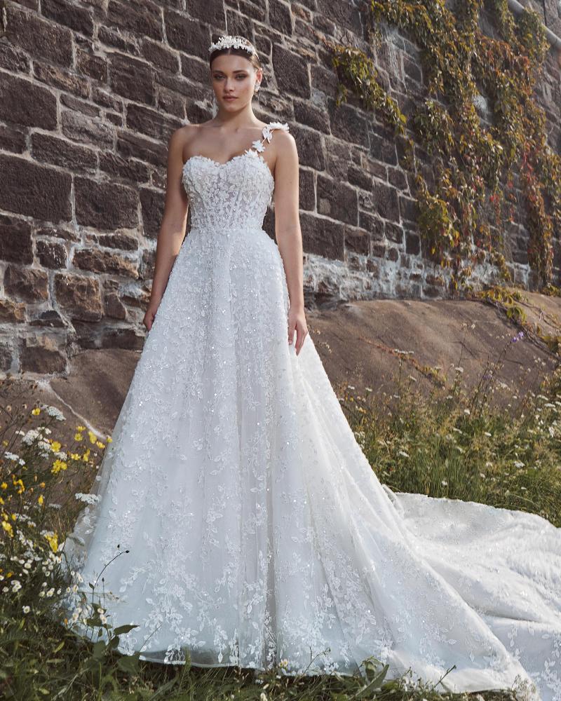 124104 a line sparkly wedding dress with pockets and sweetheart neckline3